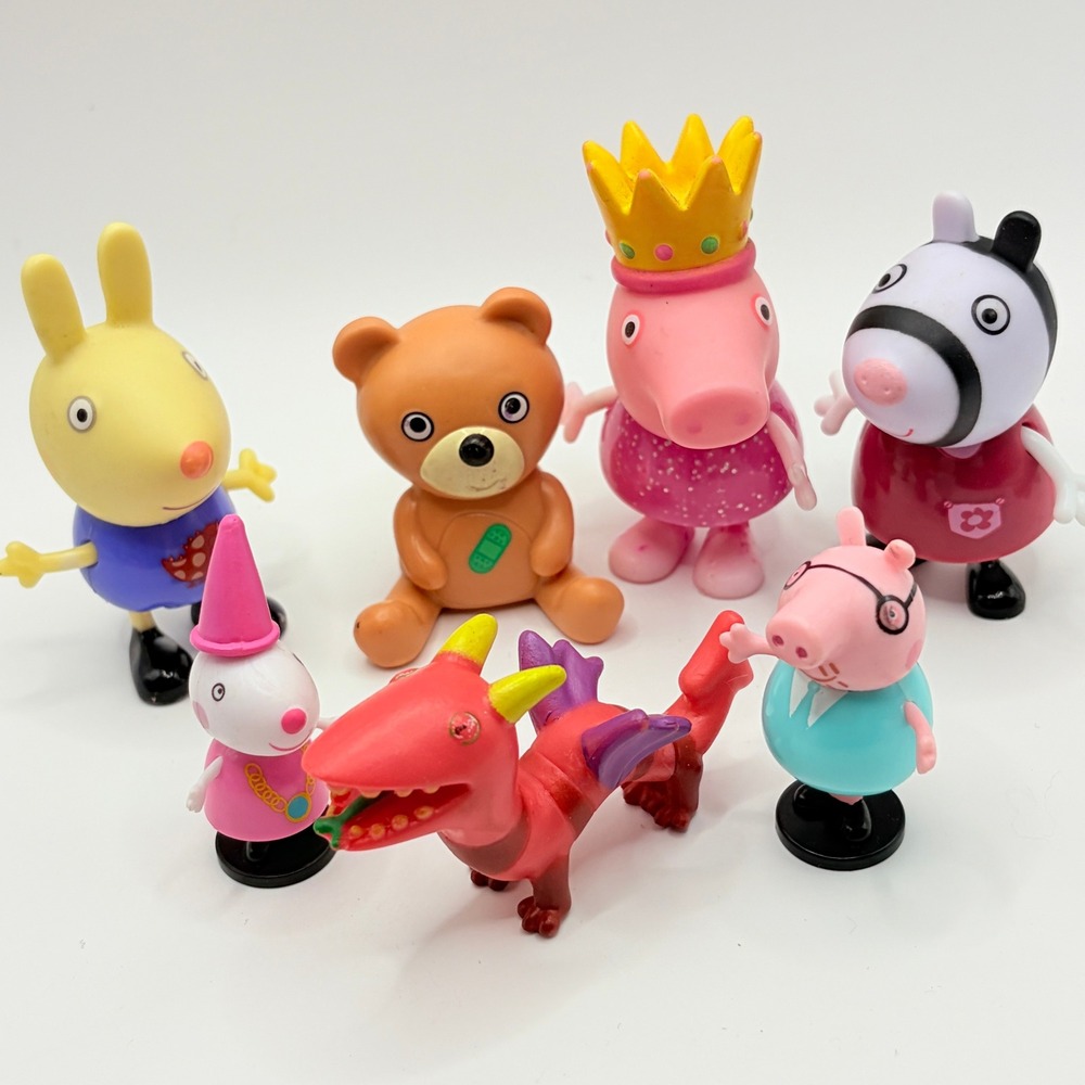 Peppa Pig George Dragon Friends 7pc Lot Small Toy Figures Kids Play Set 2in